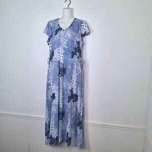 Frye Floral Maxi Summer Dress Sz S Patchwork Print Pockets Cottagecore Boho